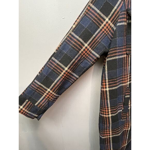 Shein MOOSTA Plaid Pocket Drop Shoulder Flannel Shacket Coat Womens Small Blue - Picture 5 of 9